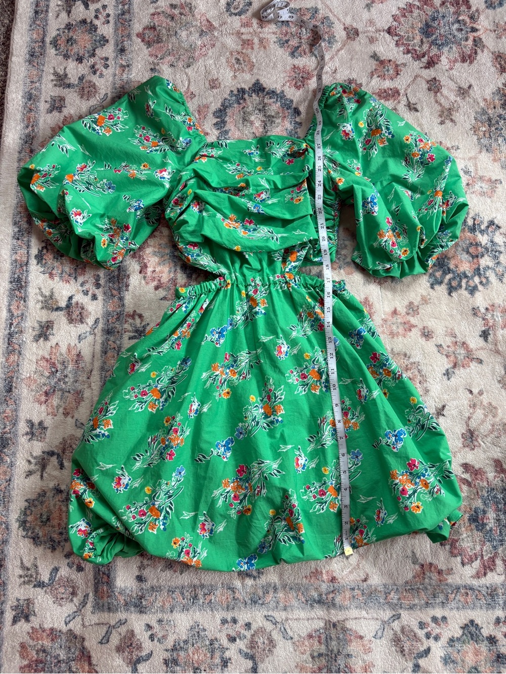 a new day Puff Sleeve Floral Dress-Green